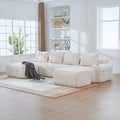 Beige Corduroy 4-Seater Modular Sofa with Two Ottomans — product view