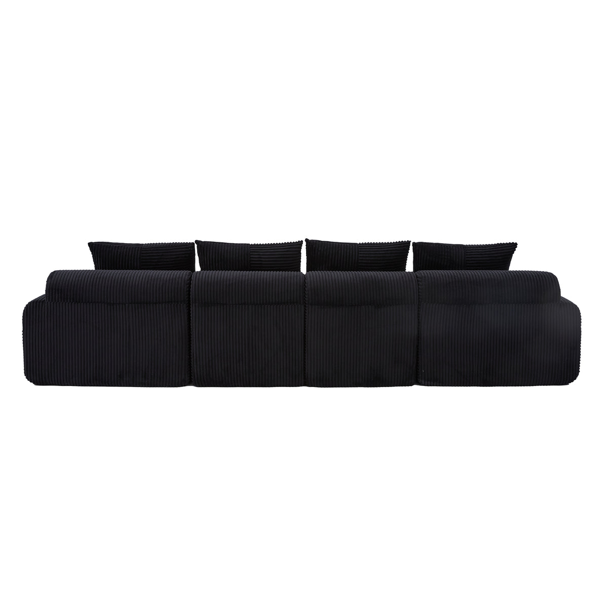 Black Corduroy 4-Seater Modular Sofa with Two Ottomans — detail 23
