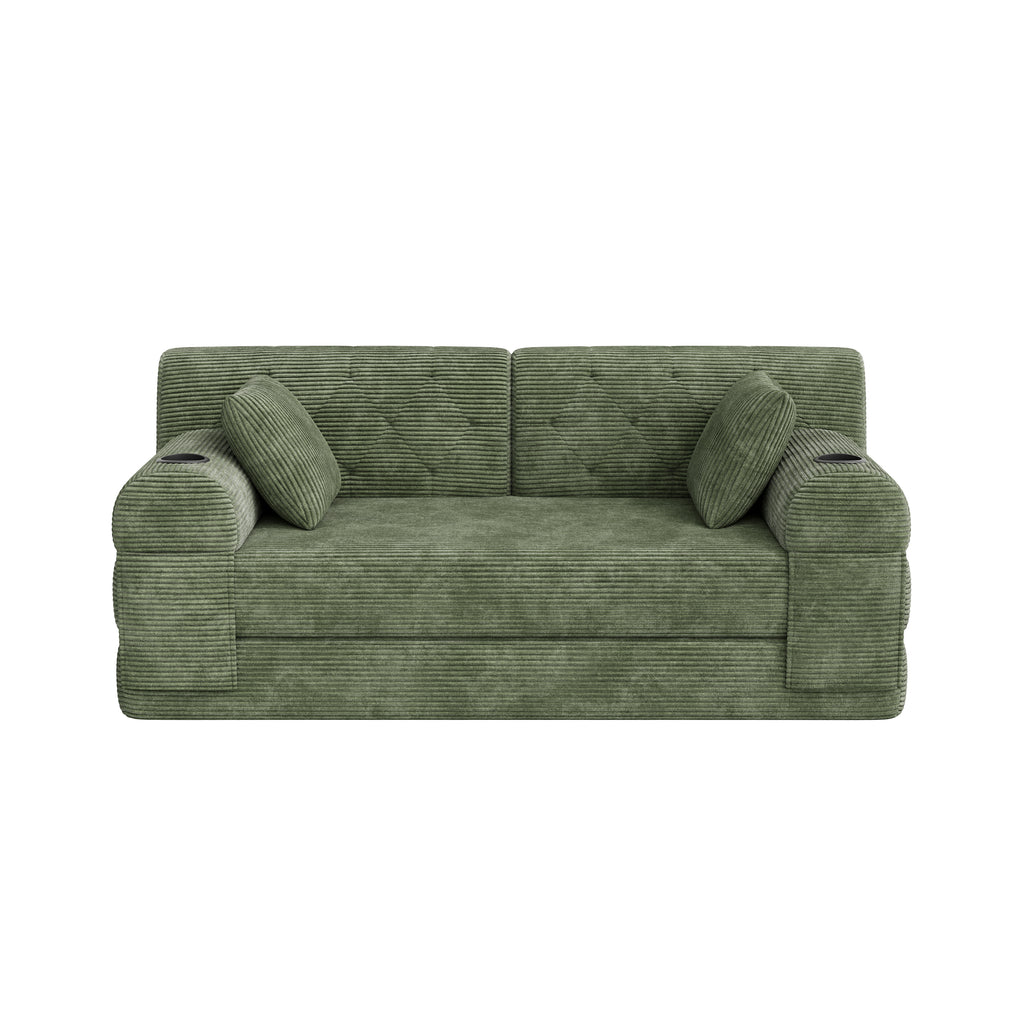 Green Corduroy 2-Seater Sofa Bed — detail 10