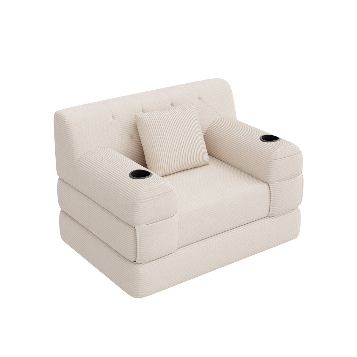 Beige Corduroy Sleeper Chair — detail 17