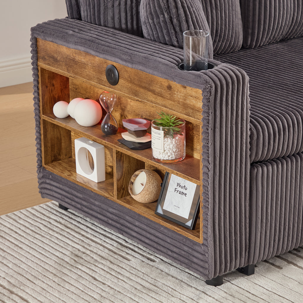 Dark Grey Corduroy Sofa Bed — detail 20
