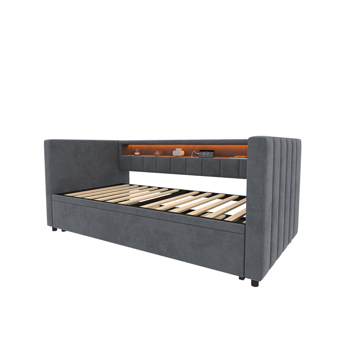 Dark Grey Velvet Sofa Bed — detail 20