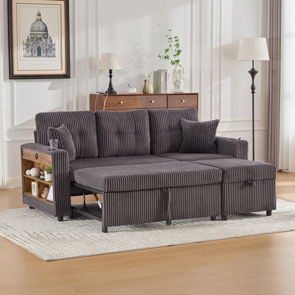 Dark Grey Corduroy Sofa Bed — detail 14