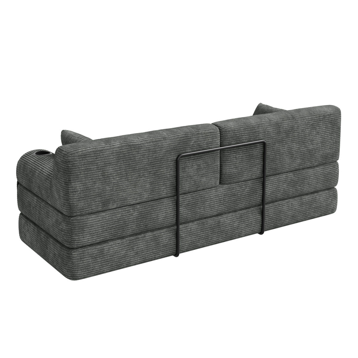 Dark Grey Corduroy 3-Seater Sofa Bed — detail 12