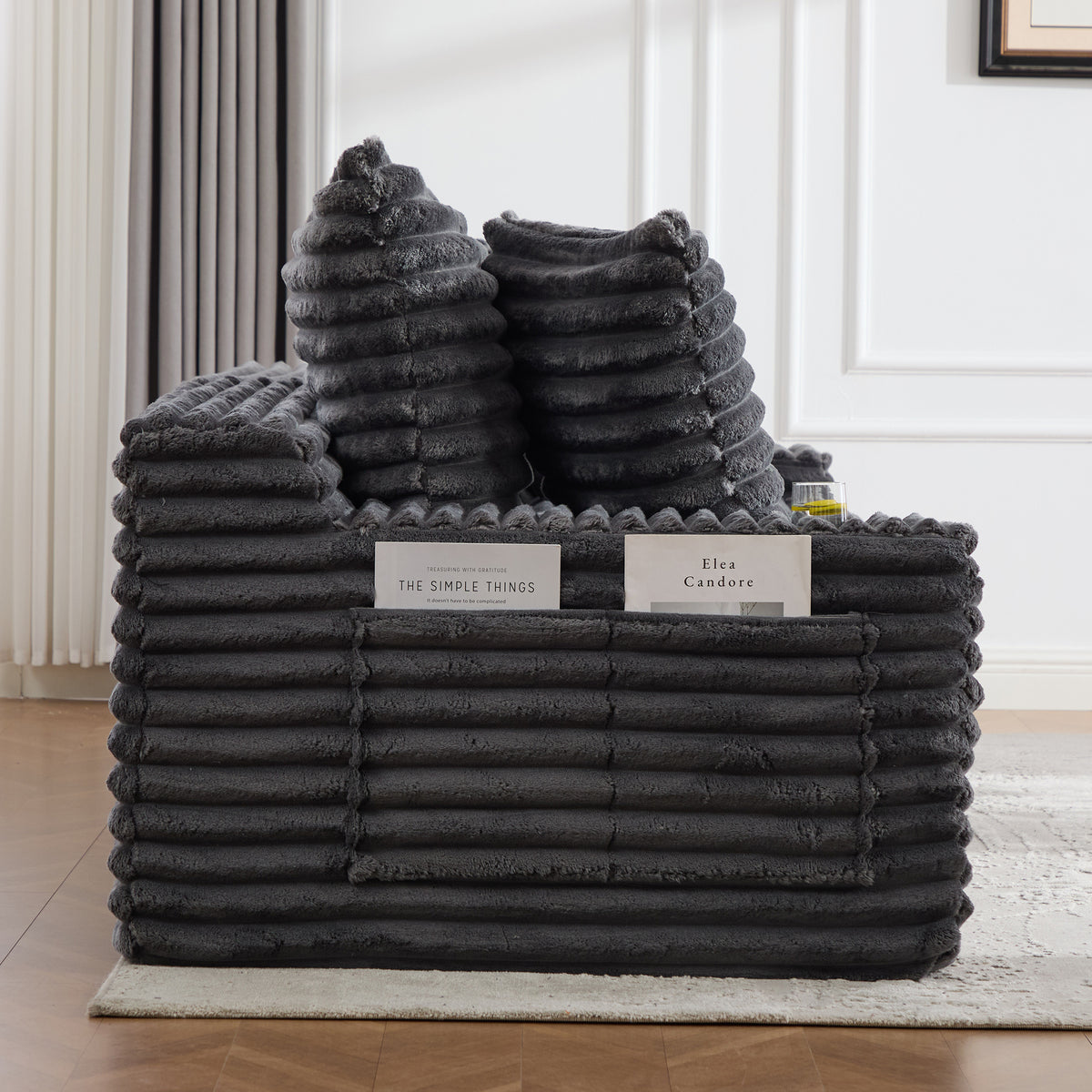 Dark Grey Corduroy Sofa Bed — detail 16