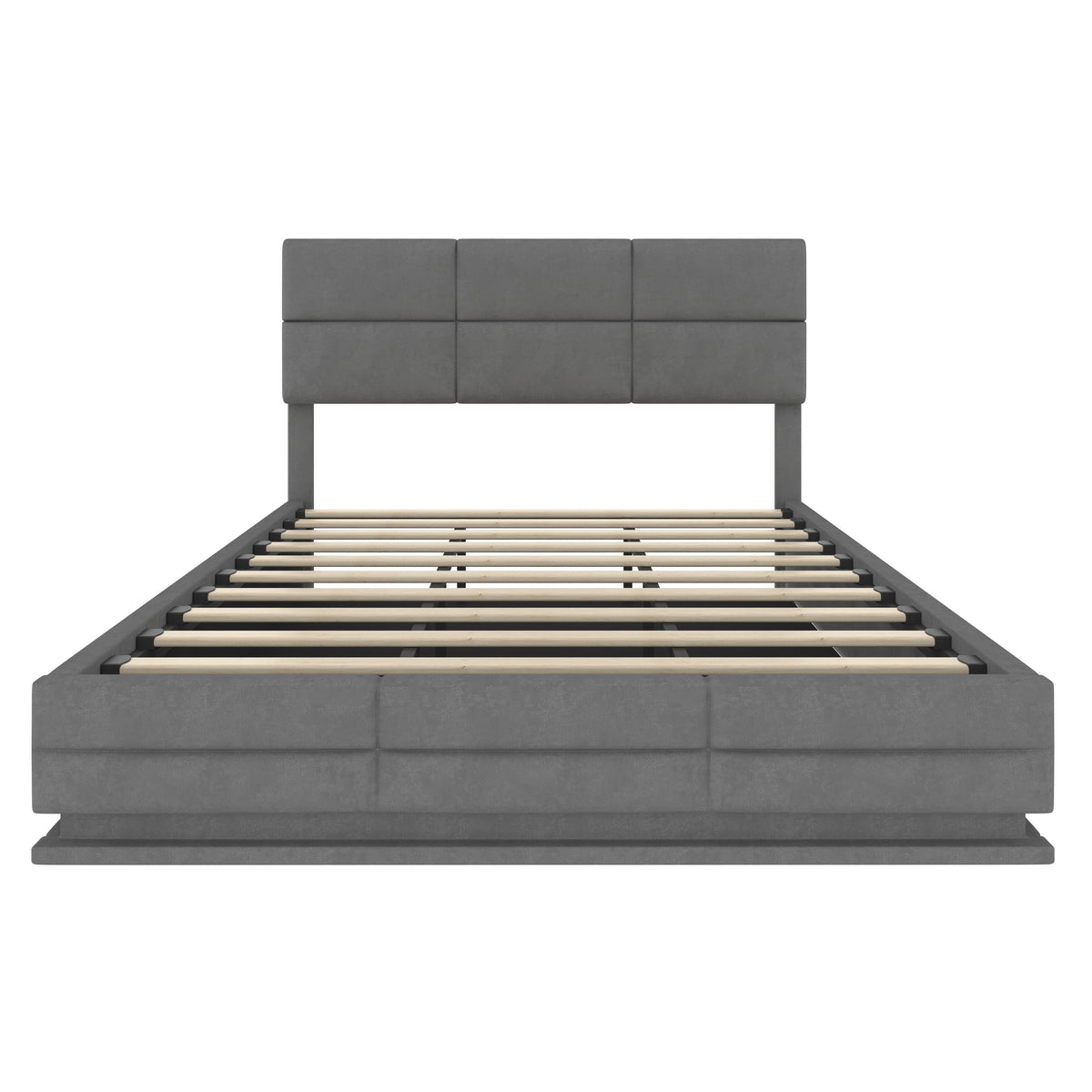 Dark Grey Velvet Storage Bed Frame – 150 × 200 cm — detail 12