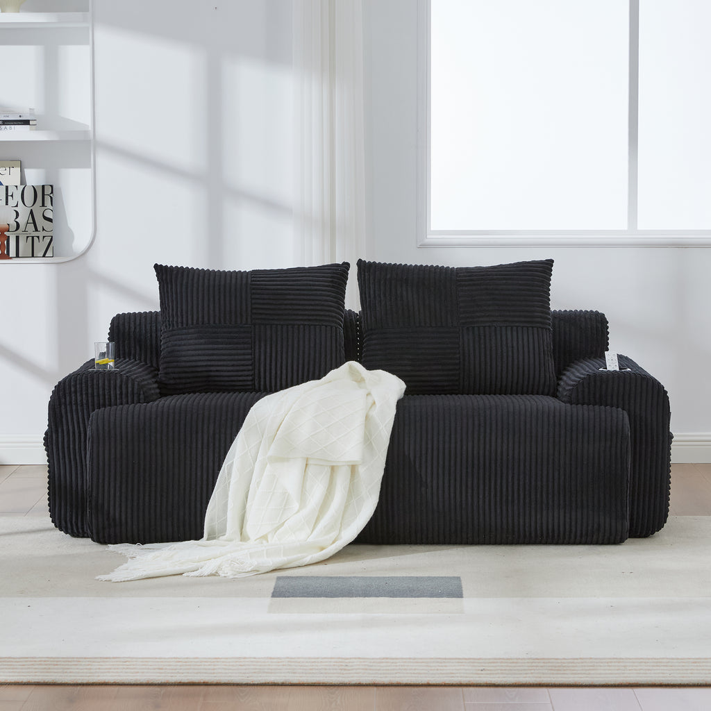 Black Corduroy 2-Seater Modular Sofa — detail 5