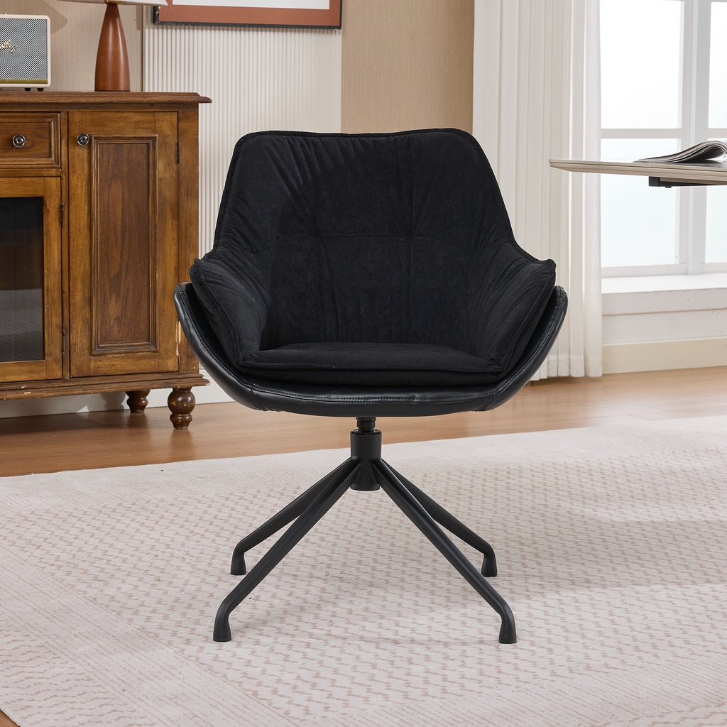 Black Faux Leather Swivel Accent Chair with Auto-Return — detail 8