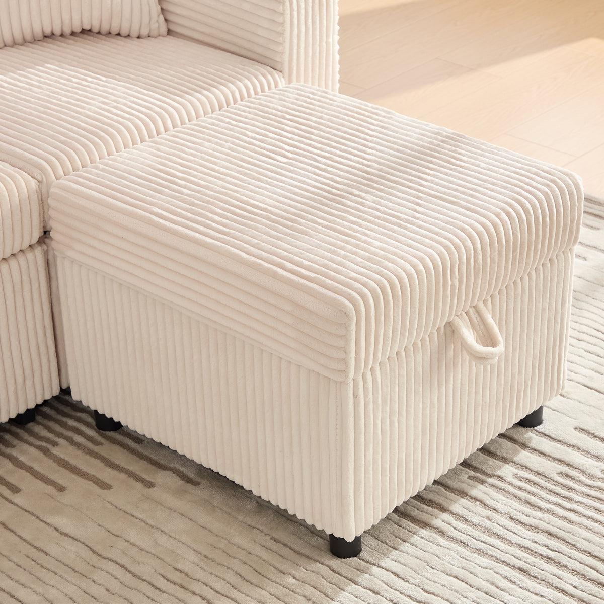 Beige Corduroy Sofa Bed — detail 22