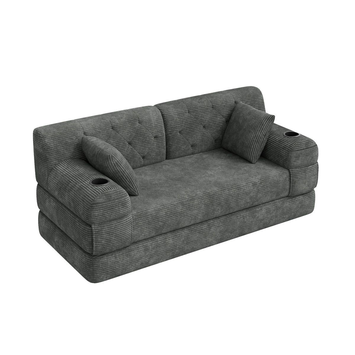 Dark Grey Corduroy 2-Seater Sofa Bed — detail 9