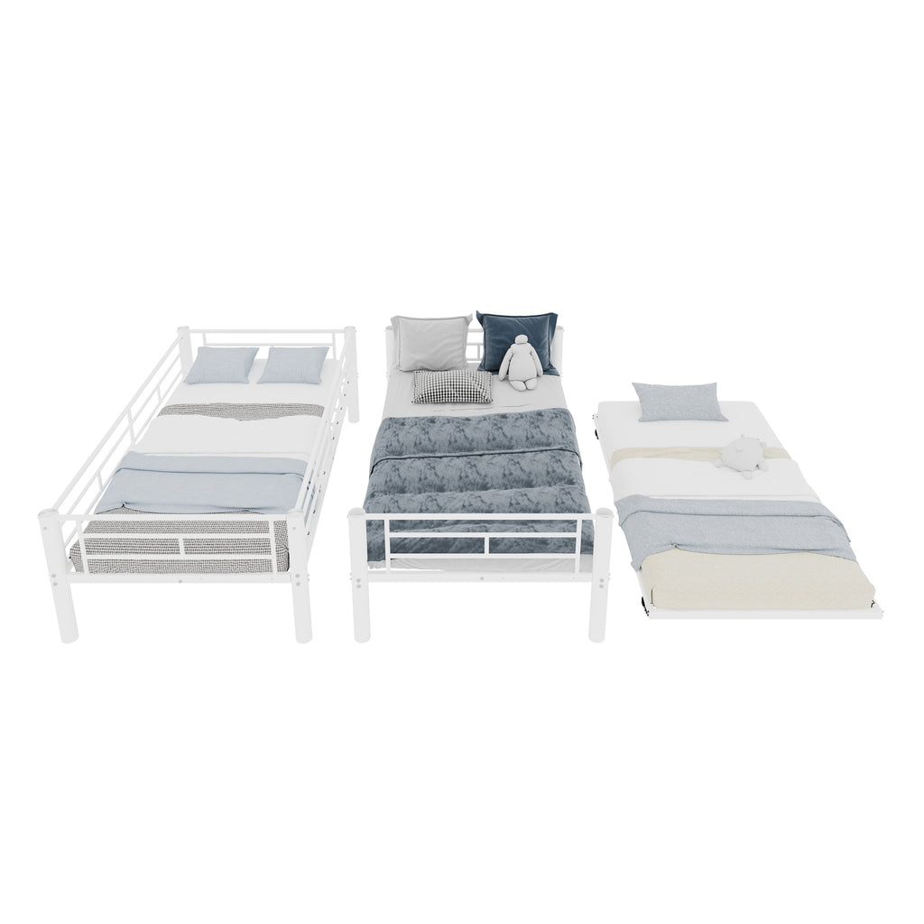 White Metal Bunk Bed with Pull-Out Trundle – 90 × 190 cm — detail 15