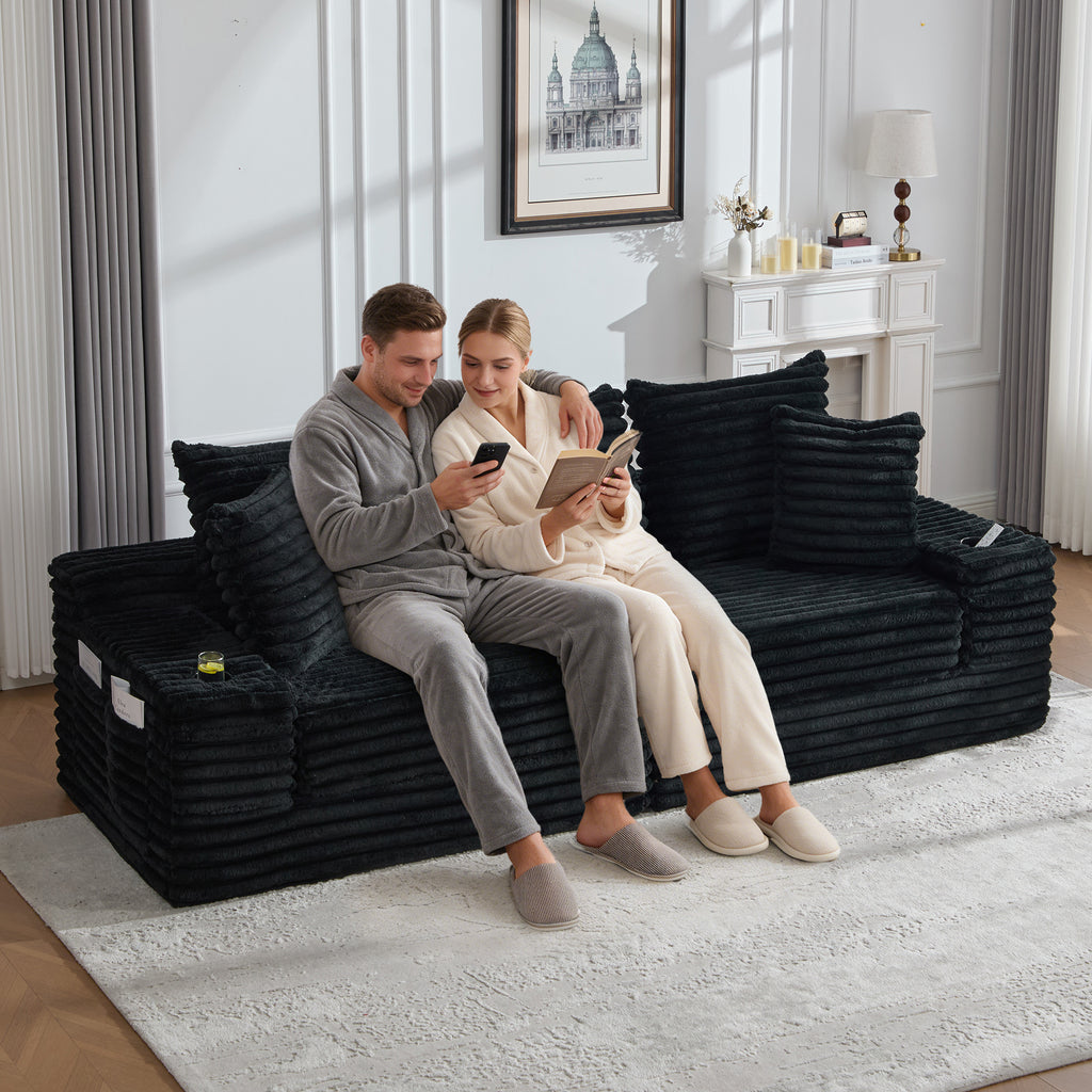 Black Corduroy Sofa Bed — detail 3