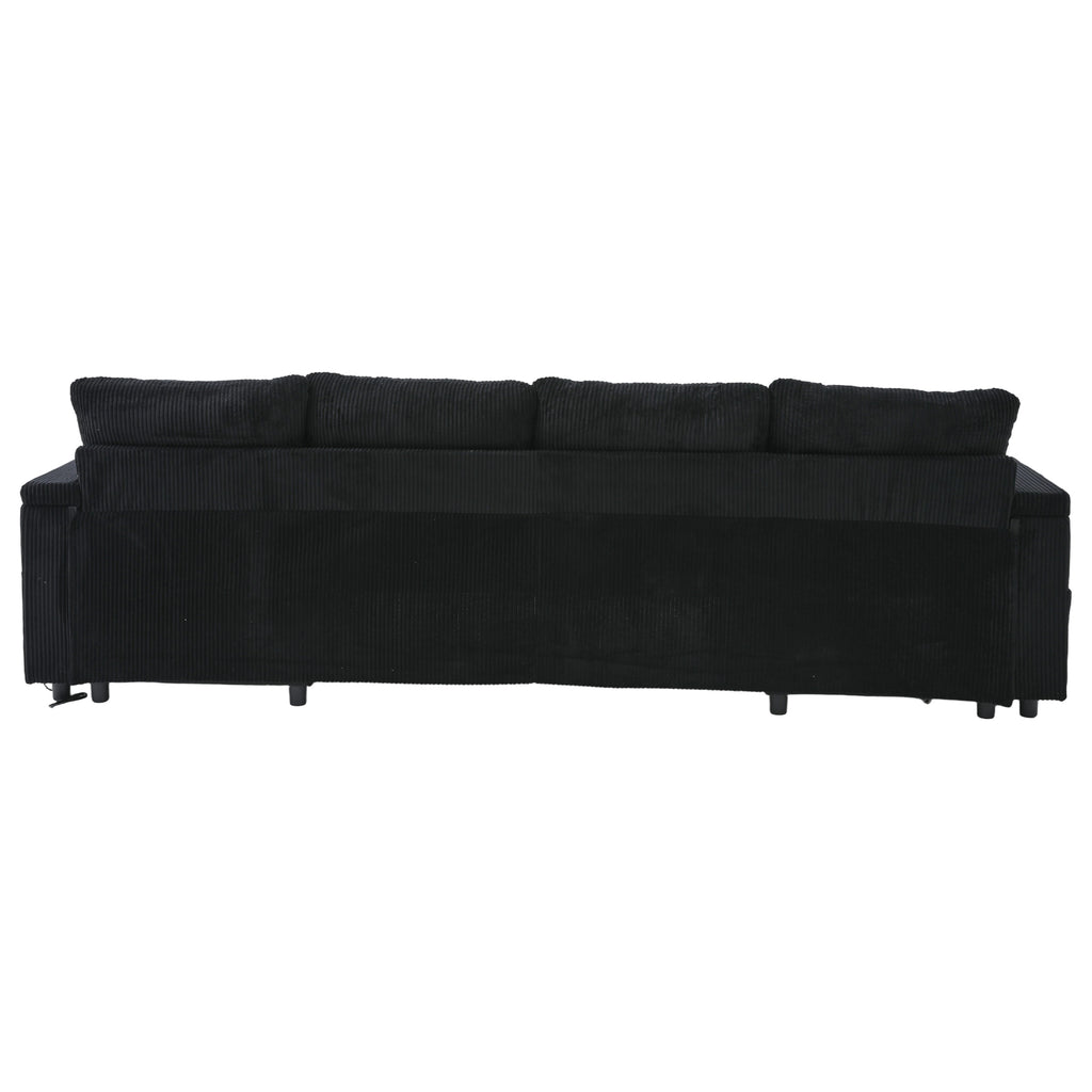 Black Oversized Chenille Chaise Lounge with Pillows — detail 23