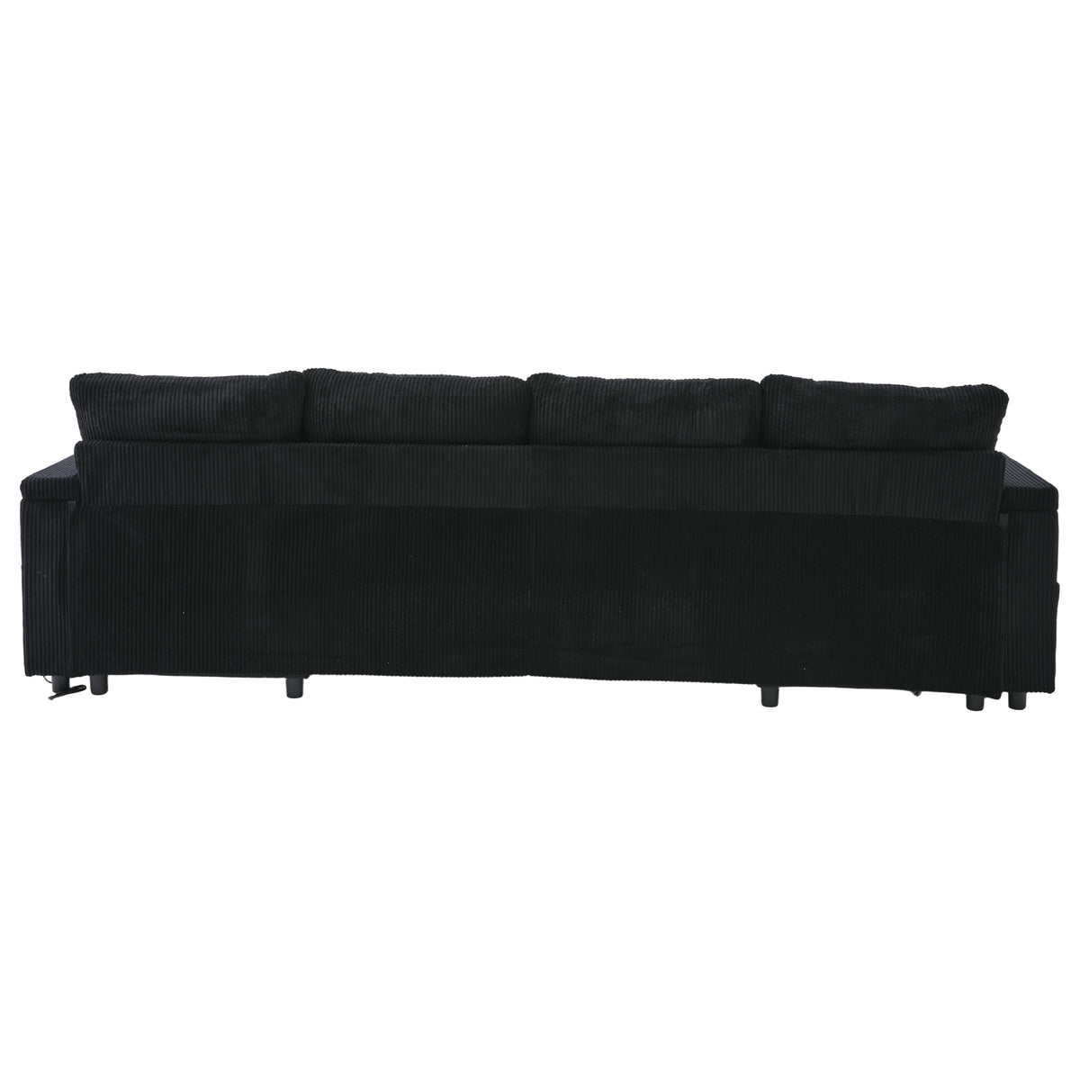 Black Oversized Chenille Chaise Lounge with Pillows — detail 23