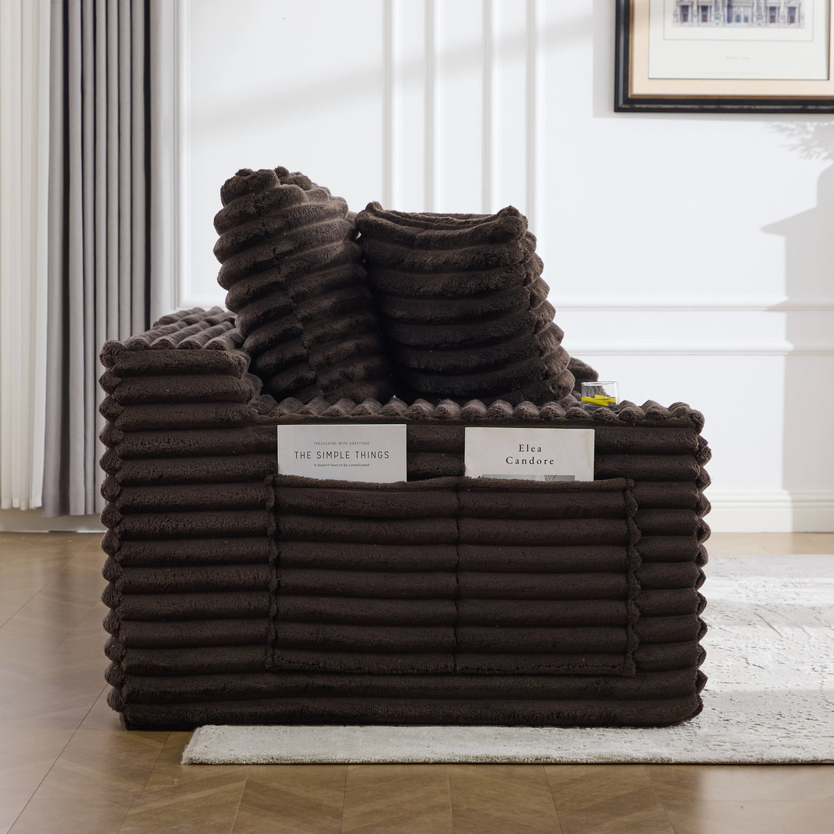 Coffee Corduroy Sofa Bed — detail 15