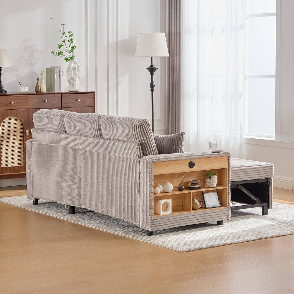 Light Grey Corduroy Sofa Bed — detail 19