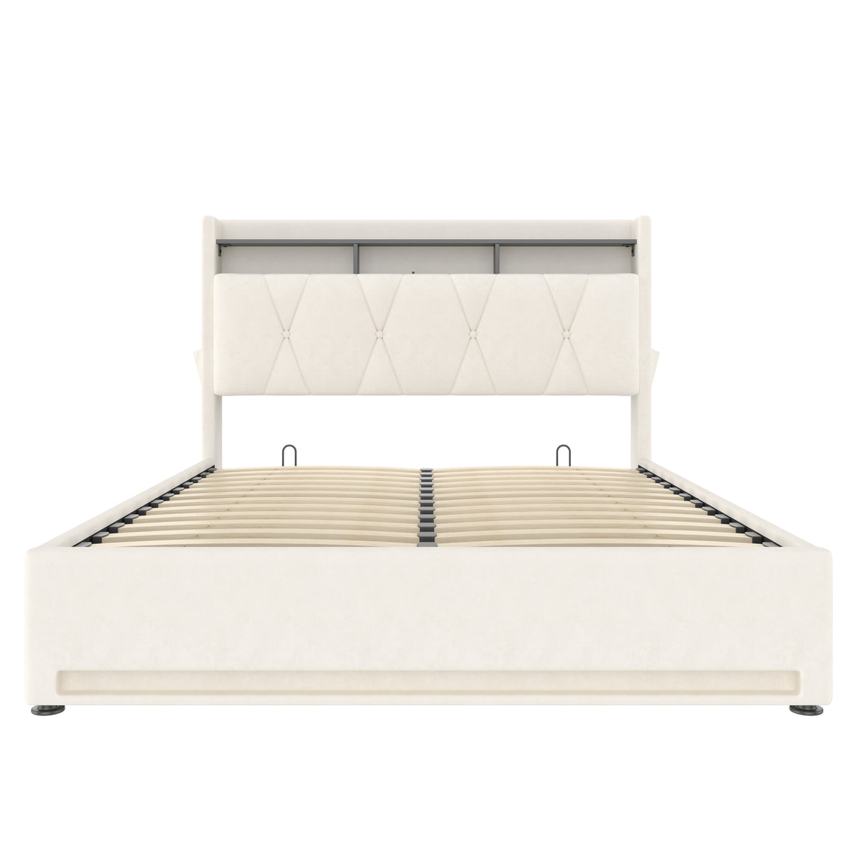 Beige Velvet Storage Bed Frame – 135 × 190 cm — detail 18