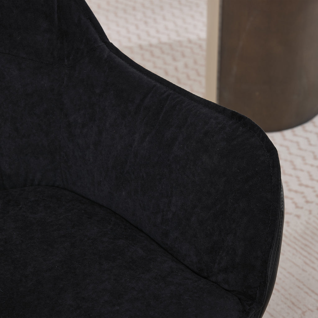 Black Faux Leather Swivel Accent Chair with Auto-Return — detail 14