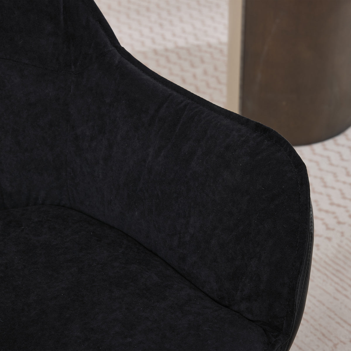 Black Faux Leather Swivel Accent Chair with Auto-Return — detail 14