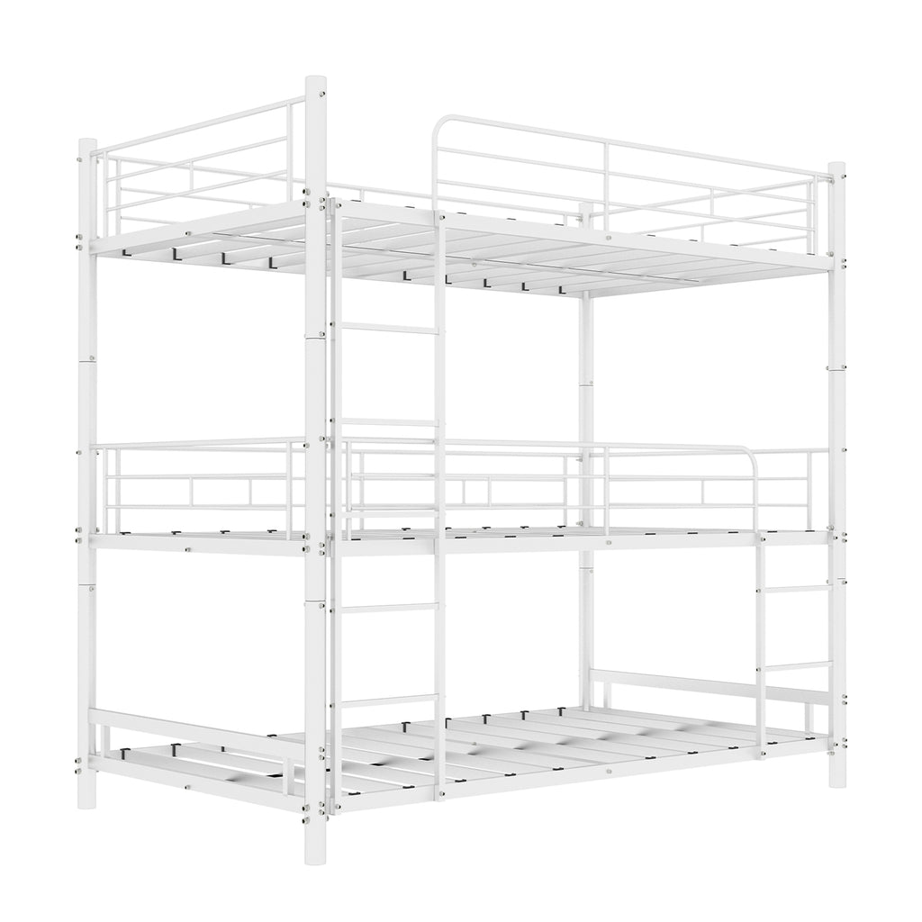 White Triple Metal Bunk Bed – 90 × 190 cm — detail 14