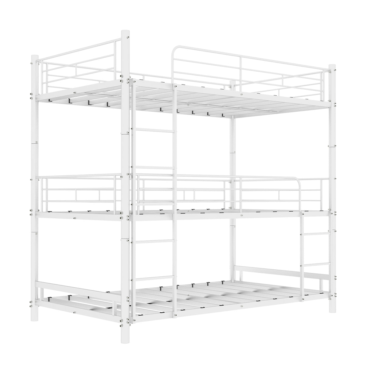 White Triple Metal Bunk Bed – 90 × 190 cm — detail 14
