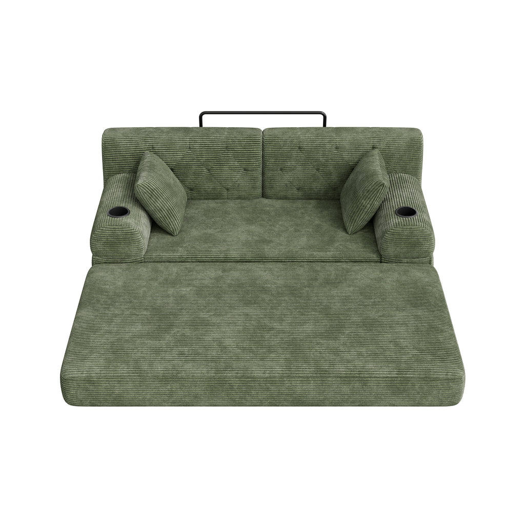 Green Corduroy 2-Seater Sofa Bed — detail 12