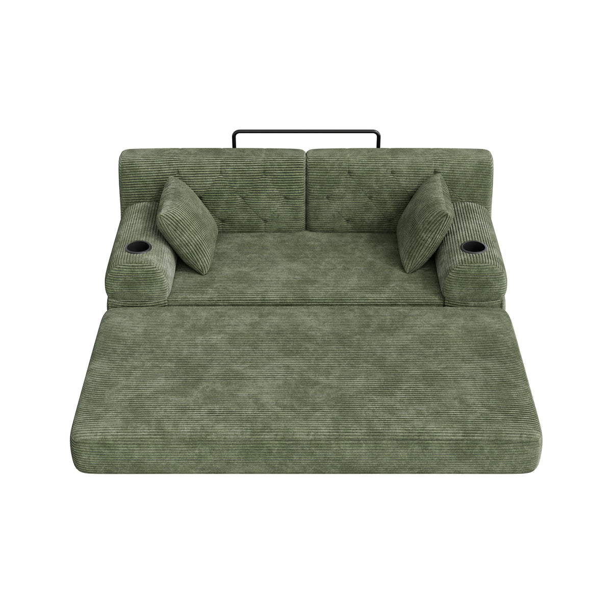 Green Corduroy 2-Seater Sofa Bed — detail 12