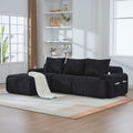 Black Corduroy 3-Seater Modular Sofa with Ottoman — product view