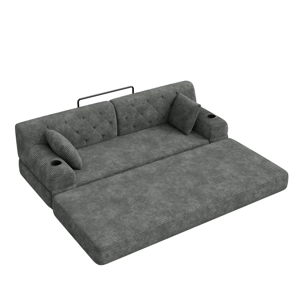 Dark Grey Corduroy 3-Seater Sofa Bed — detail 11