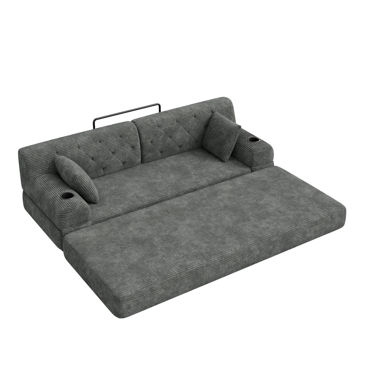 Dark Grey Corduroy 3-Seater Sofa Bed — detail 11