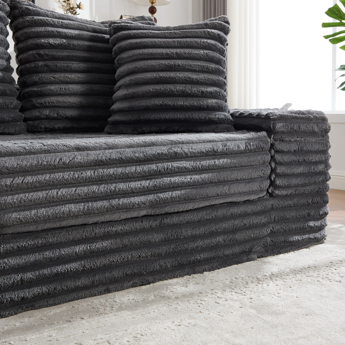 Dark Grey Corduroy Sofa Bed — detail 18