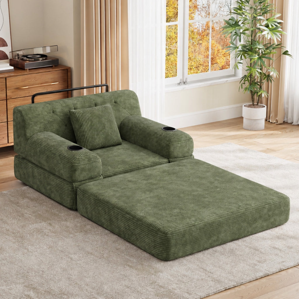 Green Corduroy Sleeper Chair — product view
