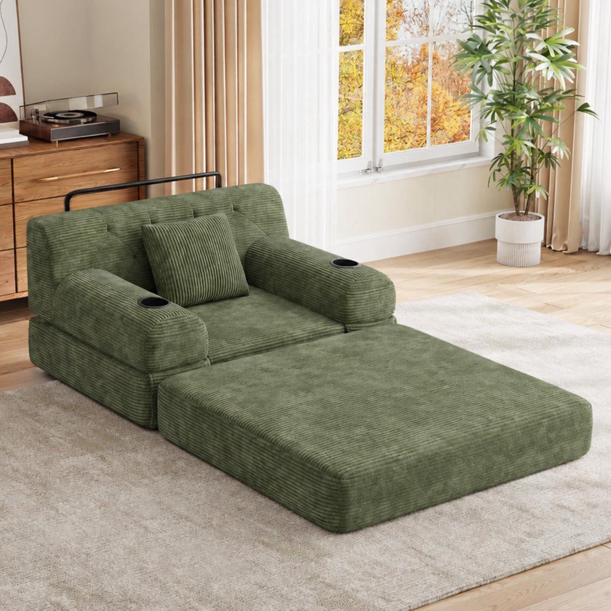 Green Corduroy Sleeper Chair — product view