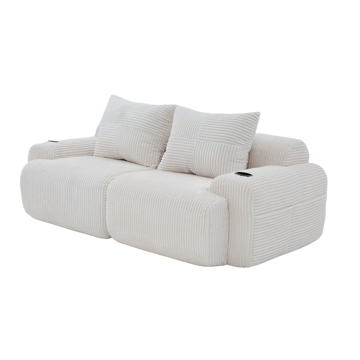 Beige Corduroy 2-Seater Modular Sofa — detail 13