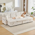 Beige Oversized Chenille Chaise Lounge with Pillows — product view
