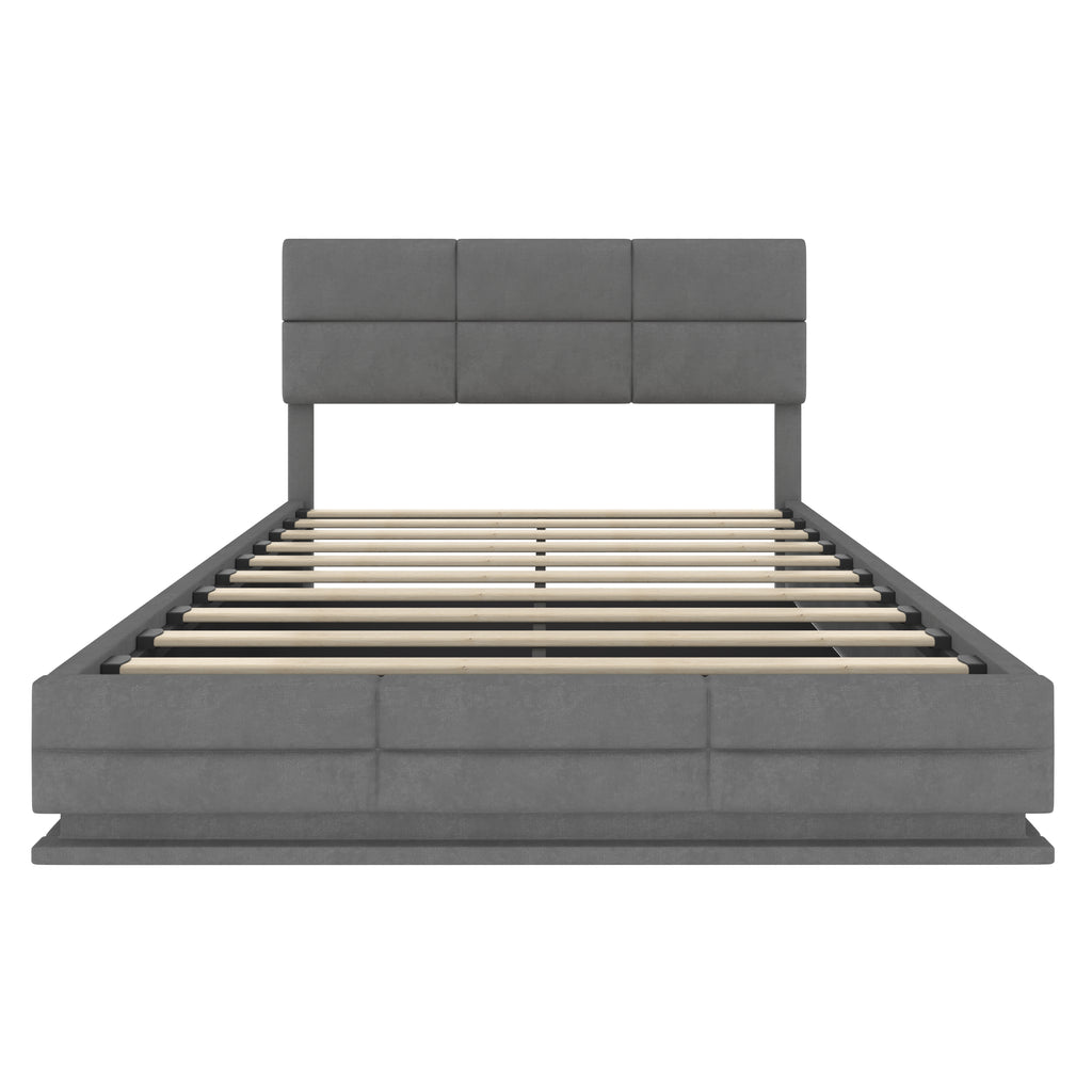 Grey Velvet Storage Bed Frame – 135 × 190 cm — detail 11