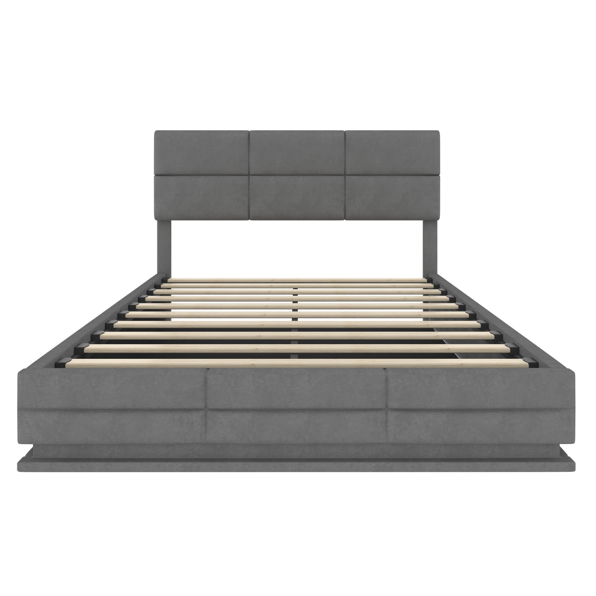 Grey Velvet Storage Bed Frame – 135 × 190 cm — detail 11