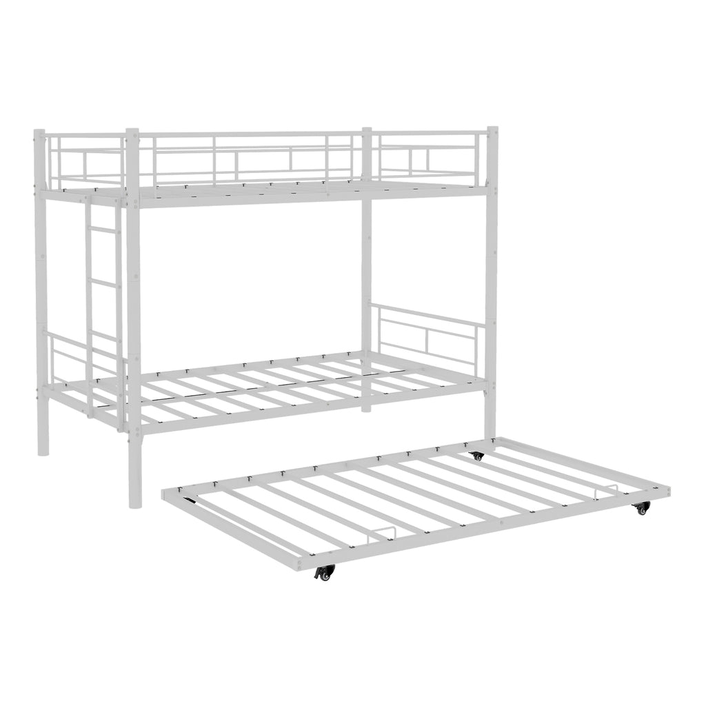 White Metal Bunk Bed with Pull-Out Trundle – 90 × 190 cm — detail 20