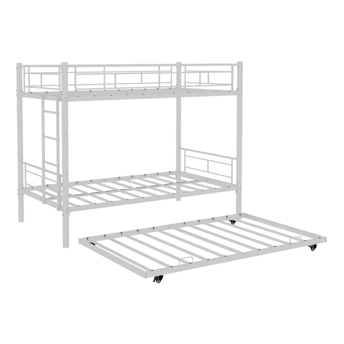 White Metal Bunk Bed with Pull-Out Trundle – 90 × 190 cm — detail 20