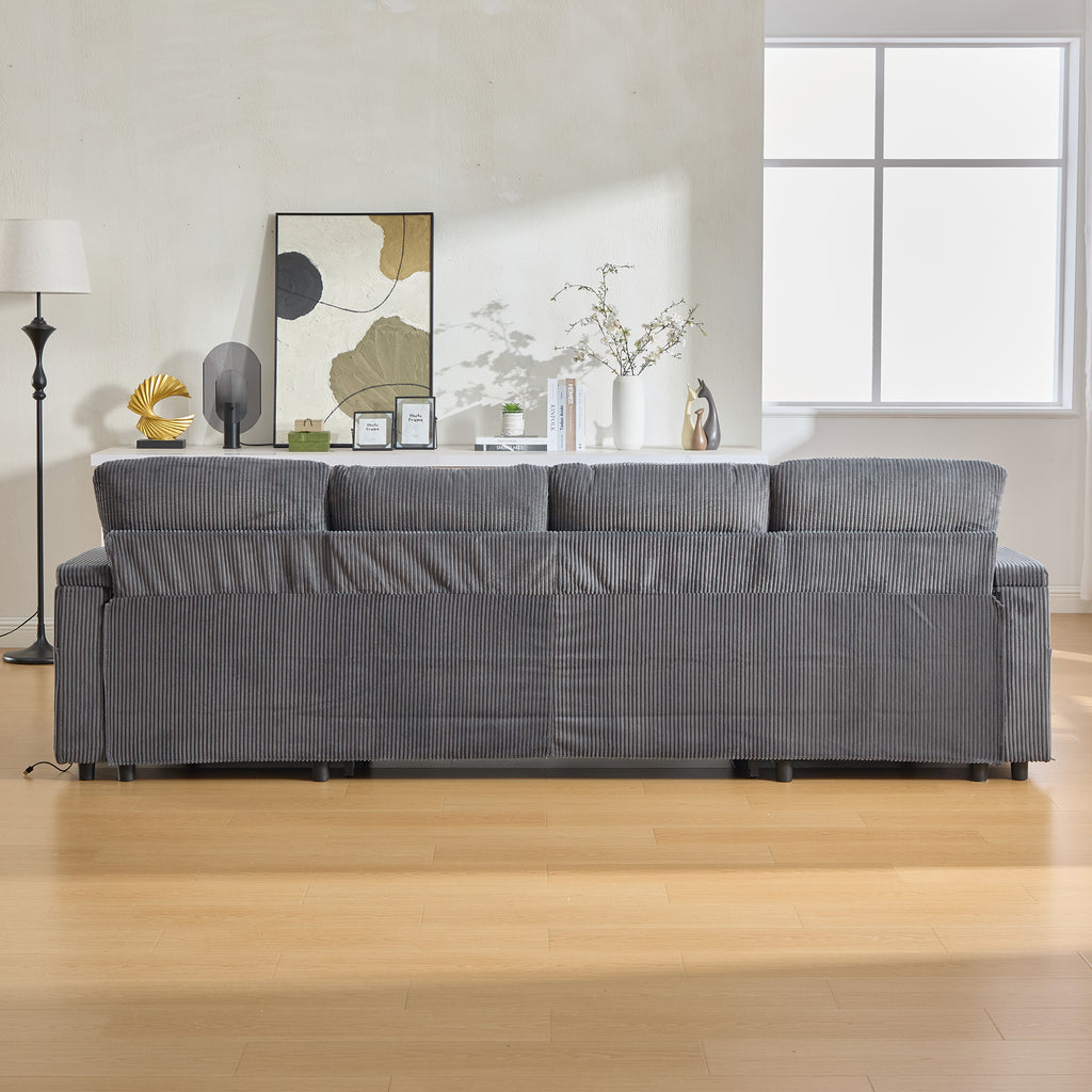 Charcoal grey Oversized Chenille Chaise Lounge with Pillows — detail 14