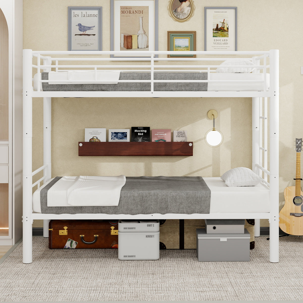 White Convertible Metal Bunk Bed – 90 × 190 cm — detail 2