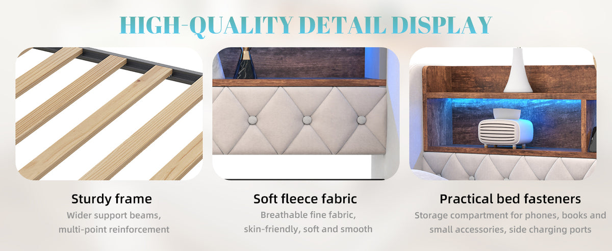 Beige Velvet Sofa Bed — detail 21