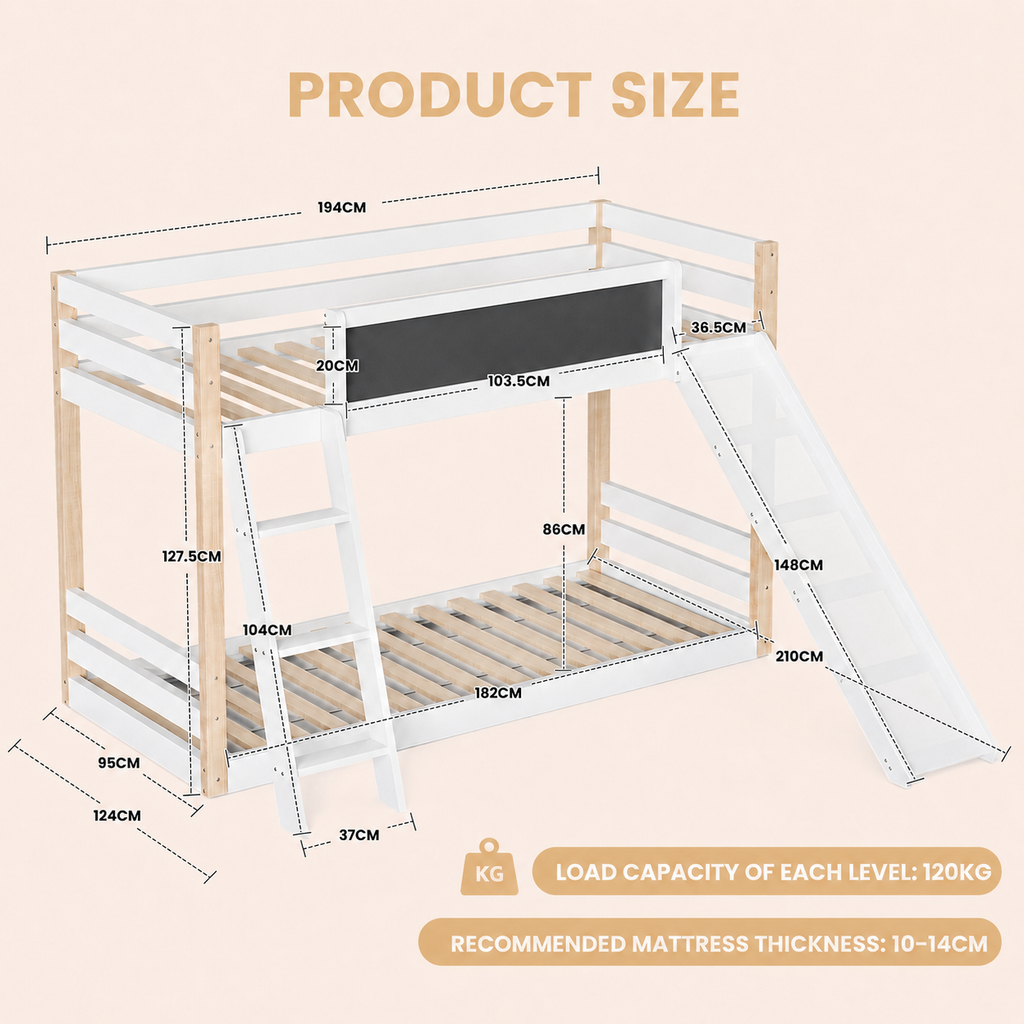 Wooden High Sleeper Bed with Slide and Storage Stairs – 90 × 190 cm — detail 2
