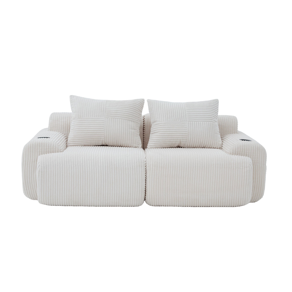 Beige Corduroy 2-Seater Modular Sofa — detail 15