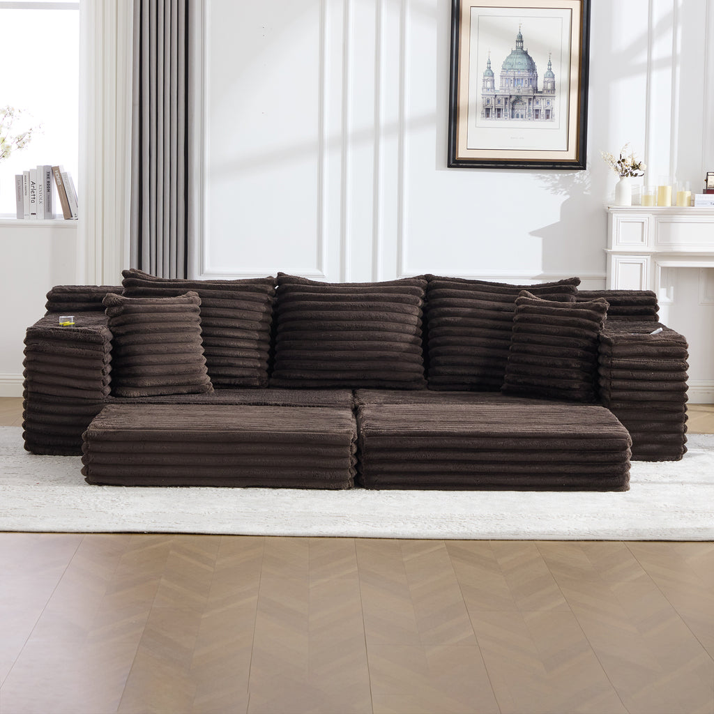 Coffee Corduroy Sofa Bed — detail 11