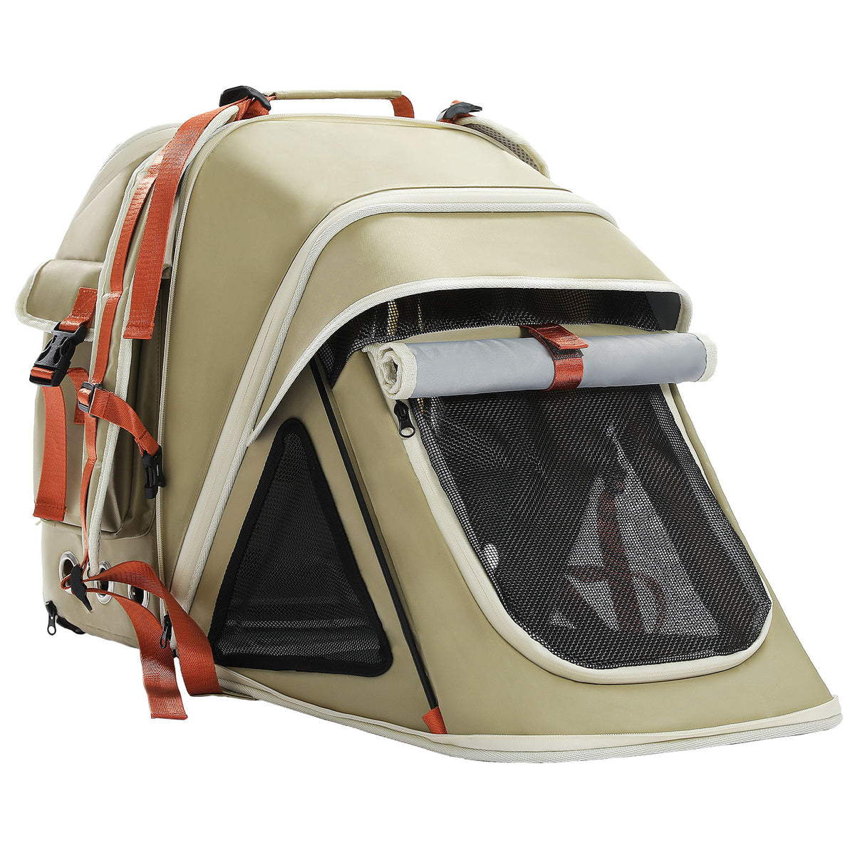 Expandable Pet Travel Backpack with Detachable Pouch – Green — detail 2