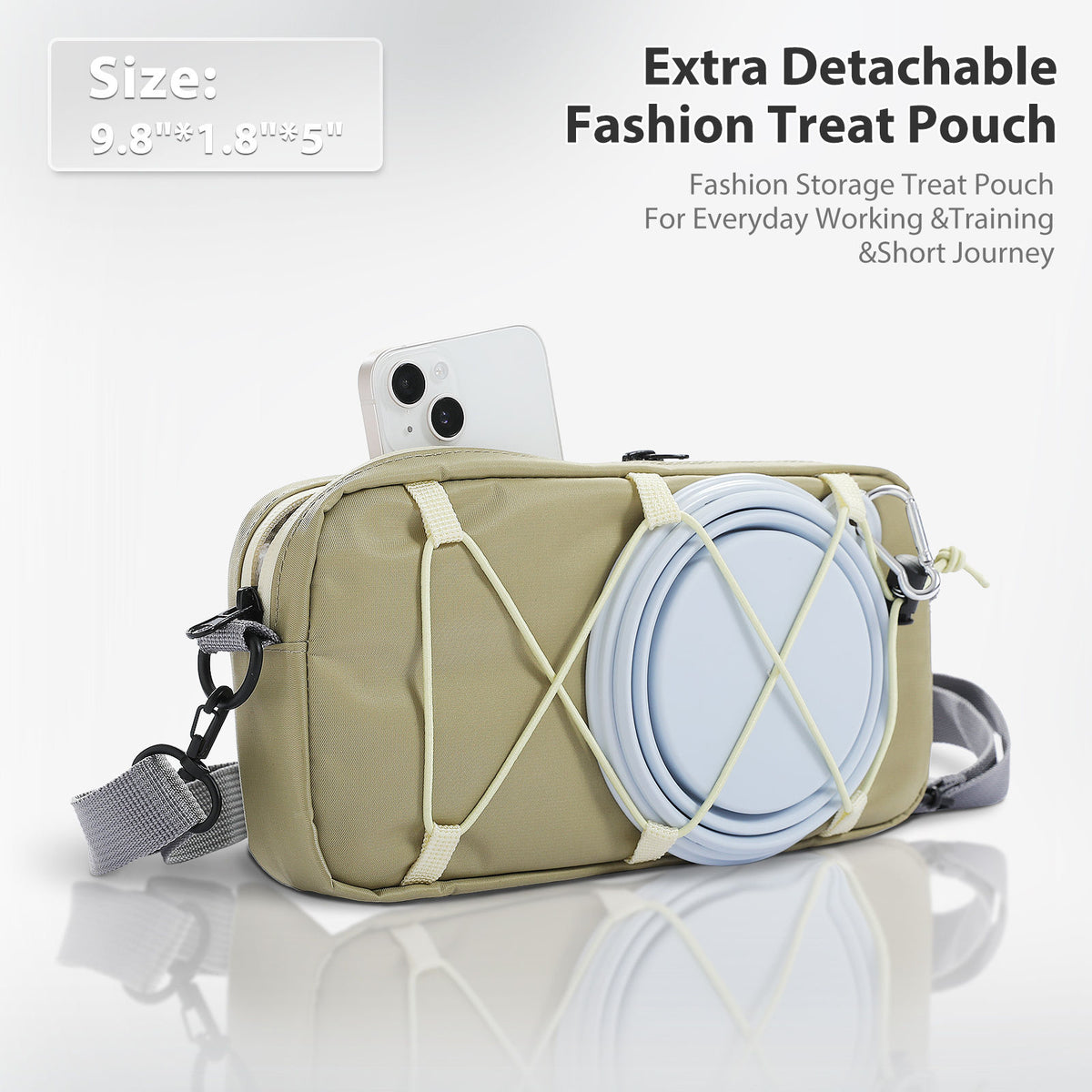 Expandable Pet Travel Backpack with Detachable Pouch – Green — detail 4