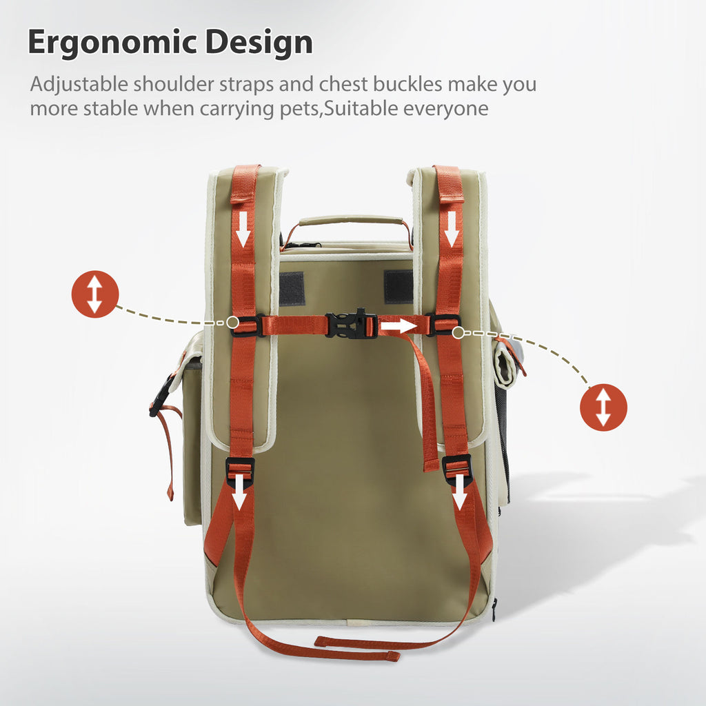 Expandable Pet Travel Backpack with Detachable Pouch – Green — detail 7