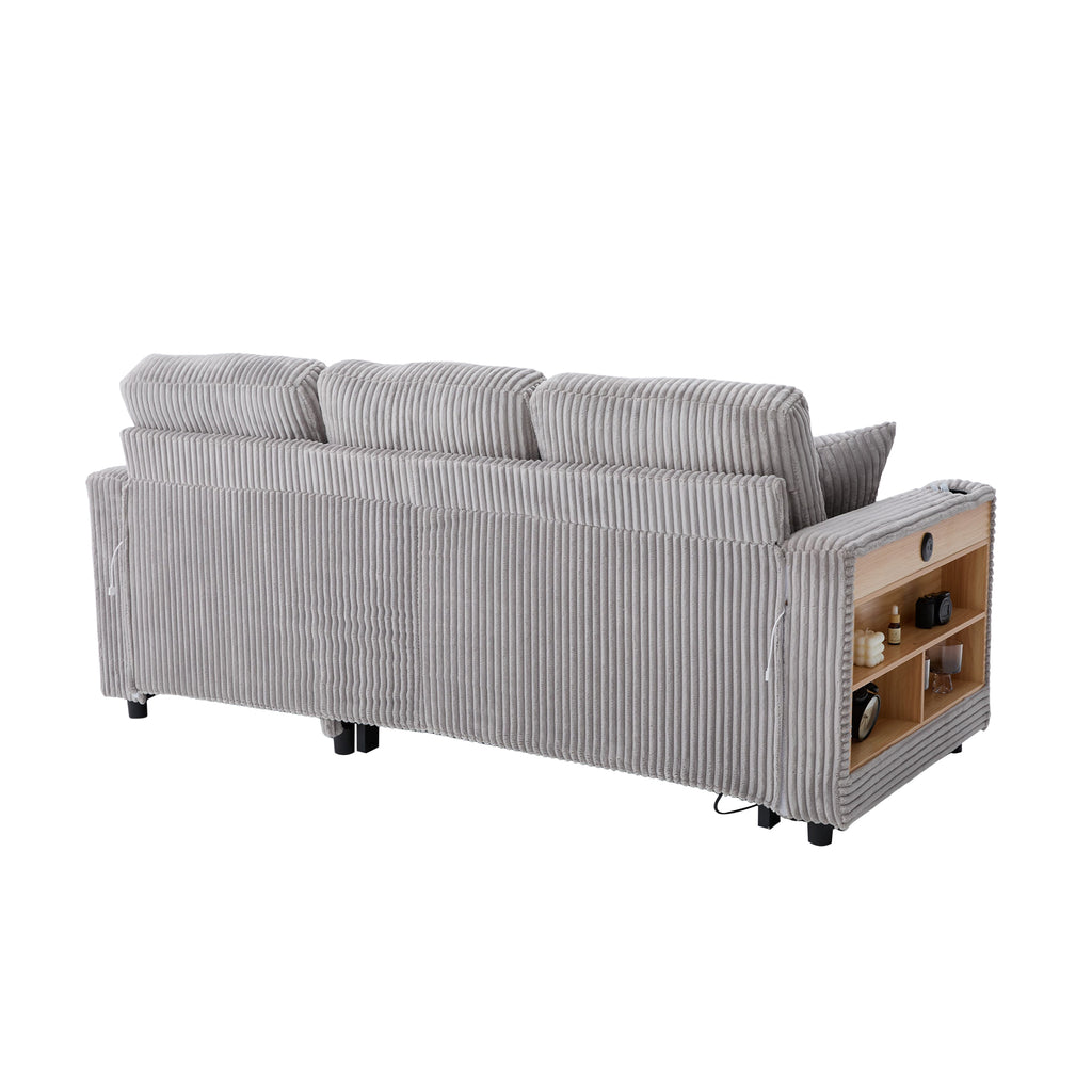 Light Grey Corduroy Sofa Bed — detail 26
