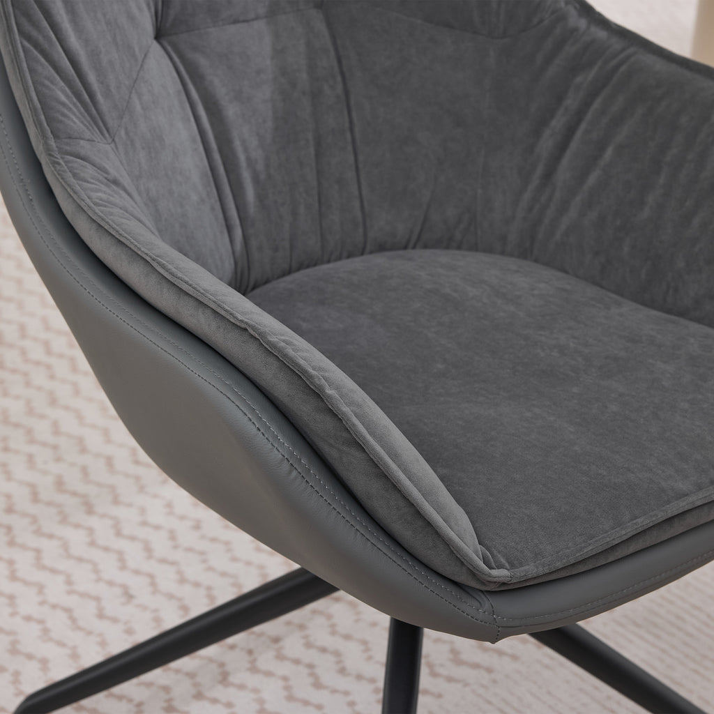 Grey Faux Leather Swivel Accent Chair with Auto-Return — detail 10